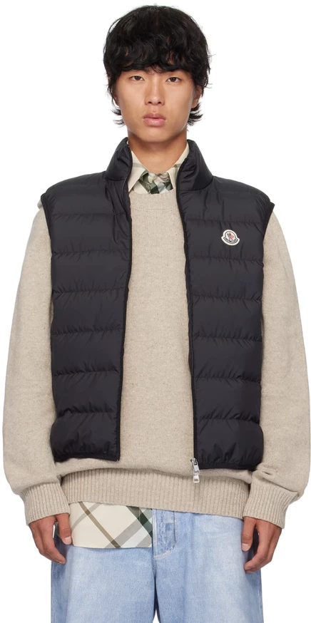 Мужская стеганая пуховая жилетка Moncler Contrin, черная