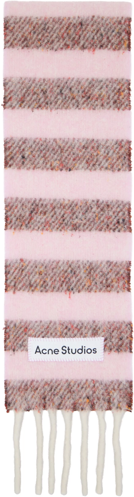 Обтягивающий шерстяной шарф Acne Studios Pink с бахромой розовый/красный