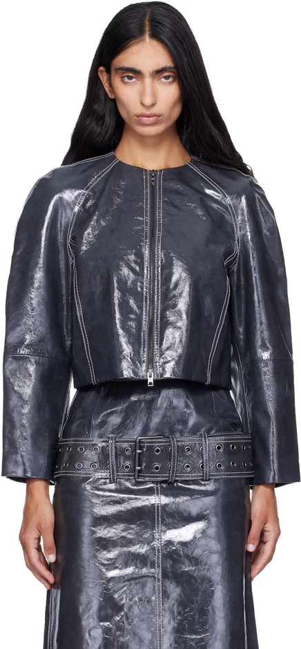 Женская куртка Diesel из лакированной кожи, темно-серая
