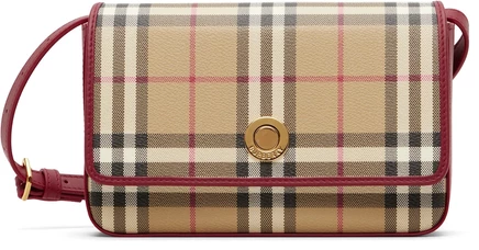 Женская сумка Burberry Hampshire, бежево-красная