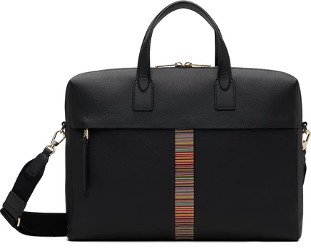 Мужской кожаный портфель Paul Smith Signature Stripe, черный