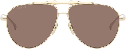 Женские очки Gucci Bamboo, золотисто-коричневые