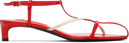Женские босоножки Jil Sander Cage, низкий каблук, красные