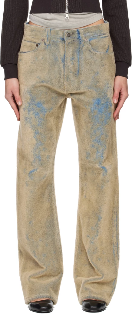Женские джинсы Acne Studios, синие/бежевые