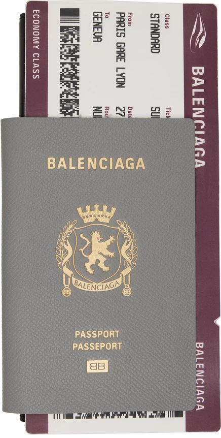 Мужской кошелек Balenciaga 1 Ticket Passport, серый