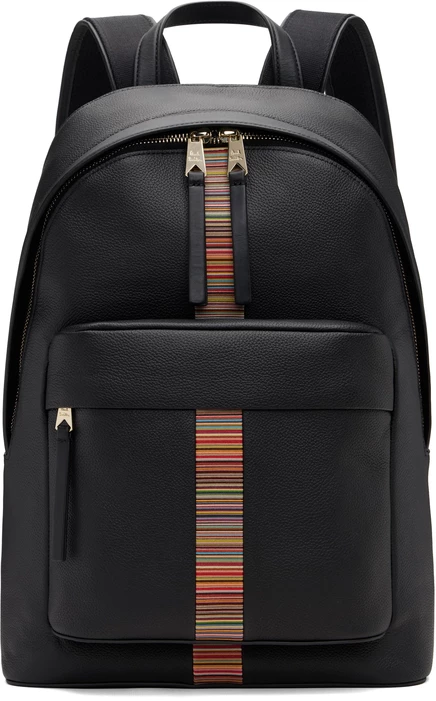 Мужской кожаный рюкзак Paul Smith Signature Stripe, черный