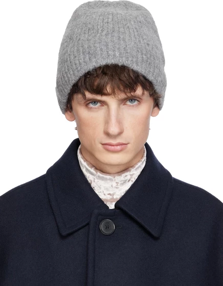Серая шапочка из смеси альпаки Dries Van Noten средне-серая