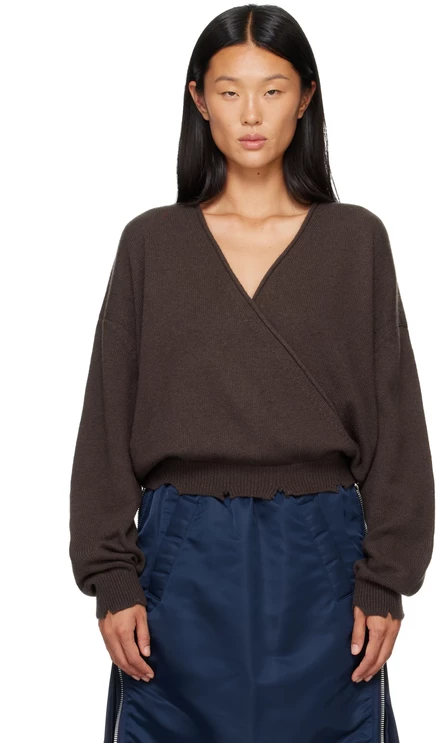Женский свитер Open YY Criss Cross Wrap, коричневый