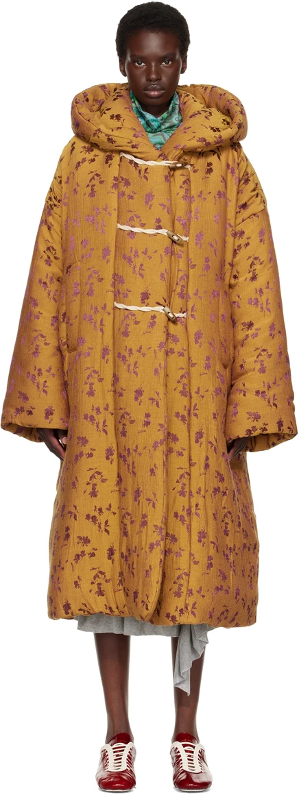 Женское пальто Dries van Noten с жаккардом, охра