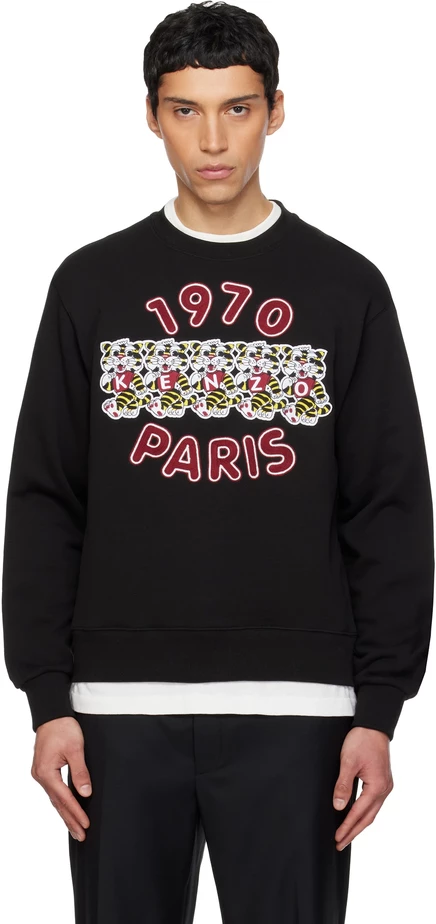 Мужской свитшот Kenzo Wild Tiger, вышивка, черный
