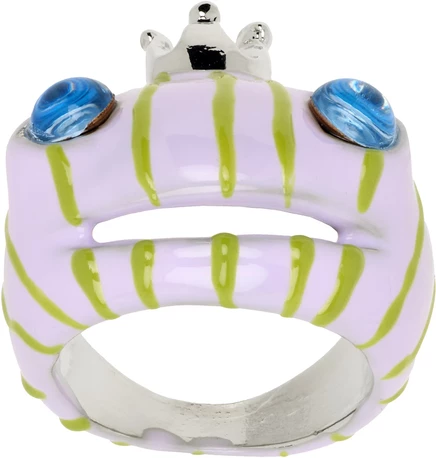 Кольцо Collina Strada Frog Prince, сиренево-зеленое