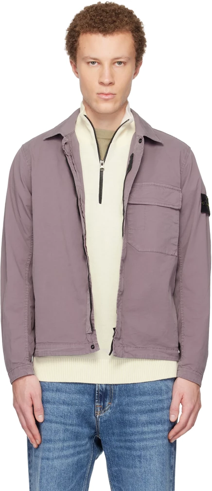 Рубашка из саржи из органического хлопка стрейч Stone Island Purple 1200013 фиолетово-серая