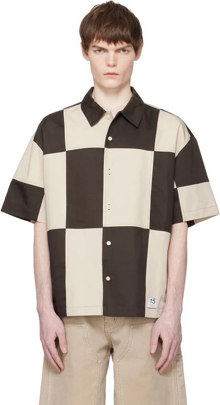 Мужская рубашка Recode checkerboard, коричневая