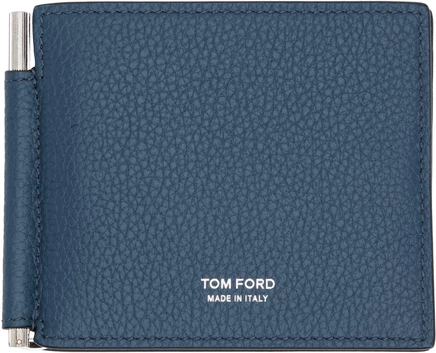 Мужское портмоне Tom Ford Blue Grain с зажимом, индиго