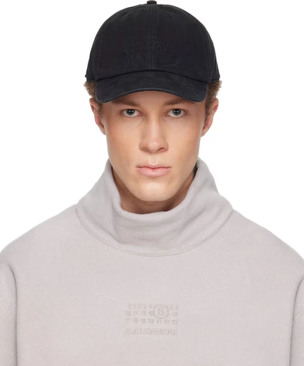 Шапочка с вышитым логотипом MM6 Maison Margiela Black черная