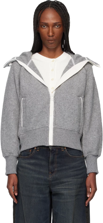 Куртка-бомбер из чилливака Canada Goose серого цвета с надписью 