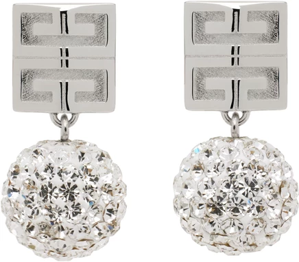 Серьги из металла и хрусталя Givenchy Silver 4G серебристого цвета
