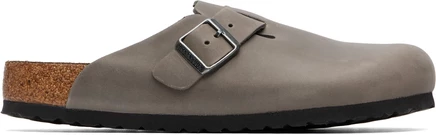 Мужские лоферы Birkenstock Boston из кожи, серые