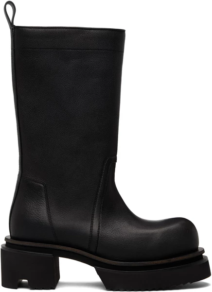 Rick Owens Black Temple Calf Pull On Bogun Boots black/black