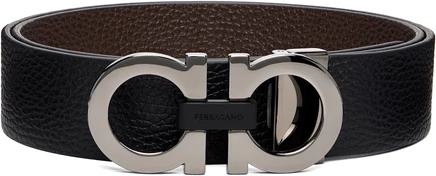 Мужской ремень Ferragamo Gancini, двусторонний, черный/гикори