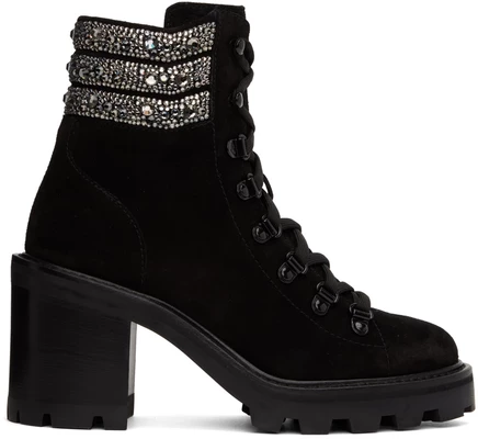Женские ботильоны Jimmy Choo Esche 65 замшевые, черно/натуральные