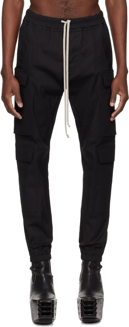 Брюки Rick Owens Black Temple Mastodon Megacargo черного цвета