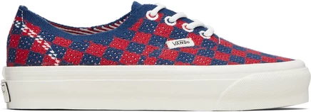 Женские кеды Vans Authentic 44, красно-синие в клетку