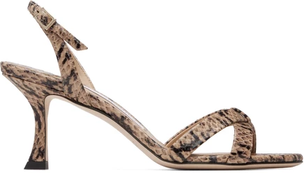 Женские босоножки Jimmy Choo Elsy 70, змеиные, чайные