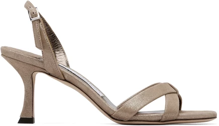Женские босоножки Jimmy Choo Elsy 70, замшевые, чайные