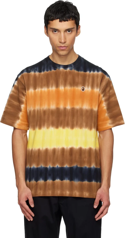 Футболка BAPE Brown Drip Stripe One Point оранжевого цвета