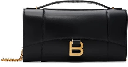 Женская сумка Balenciaga Hourglass Pochette на цепочке, черная
