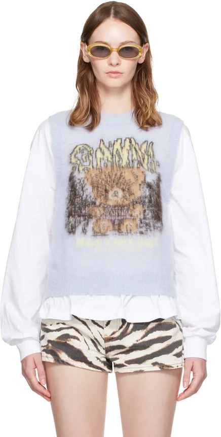Женский жилет Ganni Forest Teddy, голубой