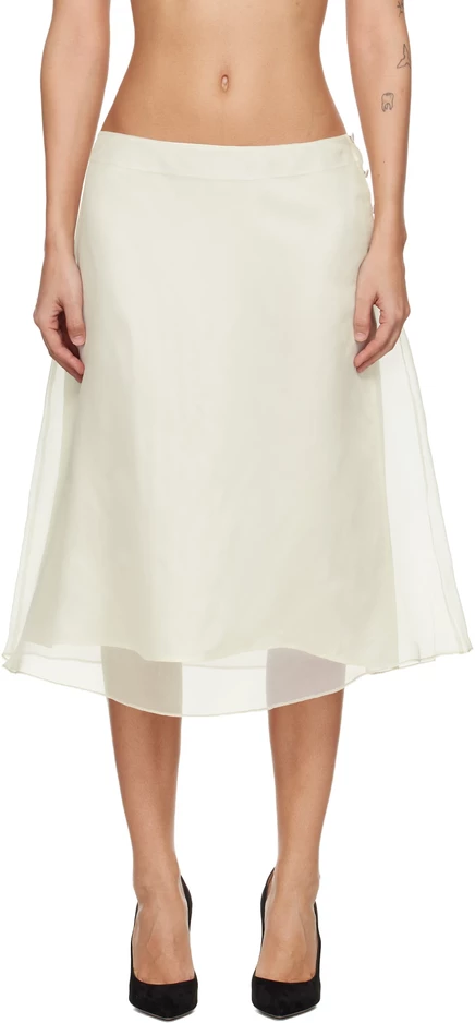 Женская юбка‑миди AMI Paris Off‑White Trapeze, кремовый