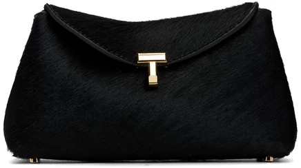 Женский клатч Toteme Mini T-Lock с отделкой из пони, черный
