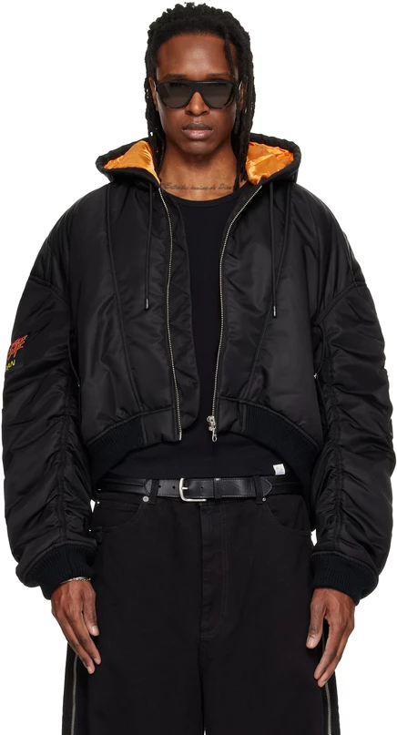LU'U DAN Black Distorted MA1 Bomber Jacket black