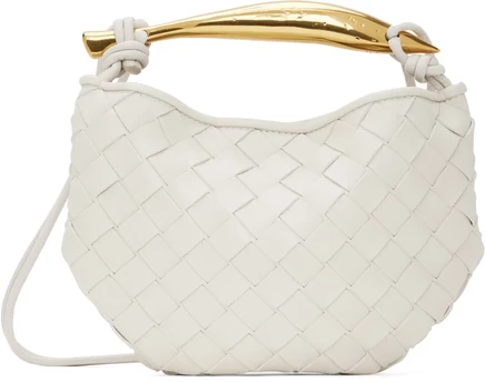 Наплечная сумка Bottega Veneta White Mini Sardine с мелом/латунью