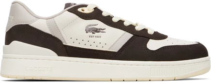 Мужские низкие кожаные кроссовки Lacoste T-Clip Set, коричнево-серые