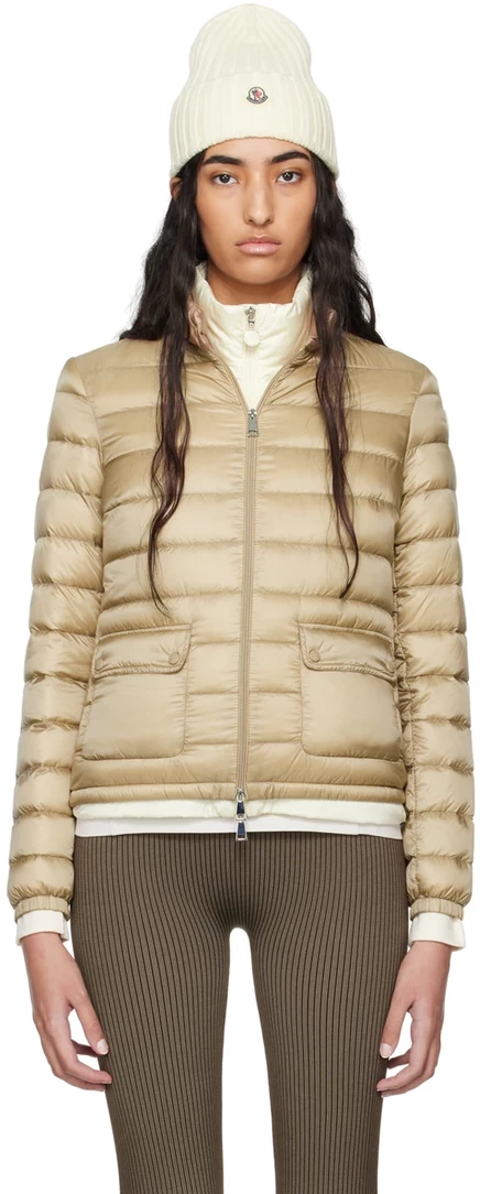 Женская пуховая куртка Moncler Lans, светло-бежевая