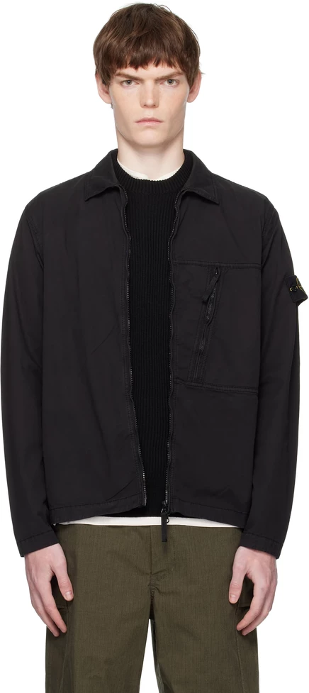 Stone Island Black 1200003 Куртка Supima из хлопковой саржи стрейч-TC черного цвета