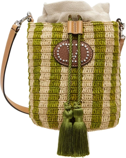 Маленькая сумка-ковш Valentino Garavani Green & Beige натуральная/зеленая