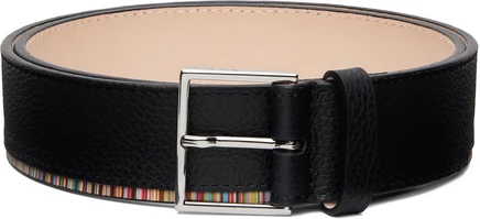 Мужской кожаный ремень Paul Smith Signature Stripe, черный