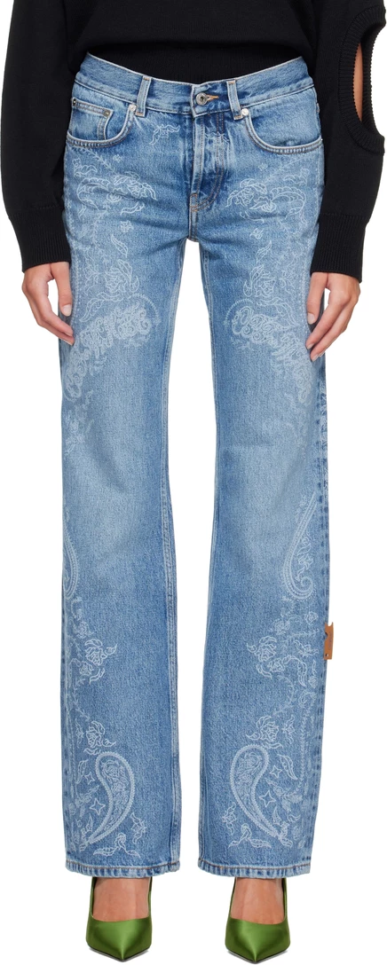 Женские джинсы Off-White Paisley Susy, голубо-белые
