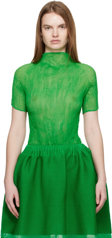 Женский топ Issey Miyake Chiffon Twist 3, зелёный