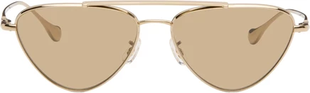 Солнцезащитные очки-авиаторы Jil Sander Gold Oliver Peoples 'Edition 1' золотистого цвета