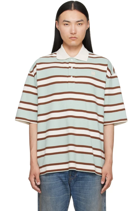 Мужское поло Amiri MA Stripe Skate, бирюзовое