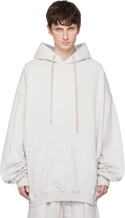 Мужское худи RICK OWENS DRKSHDW Temple Hun, молочно-белое