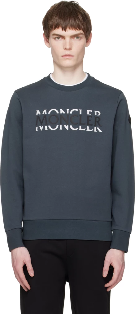 Мужской свитшот Moncler из хлопка с логотипом, серый