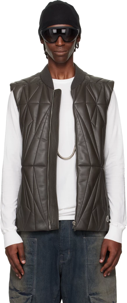 Мужский стеганый жилет Rick Owens Moncler Geocamo, коричневый