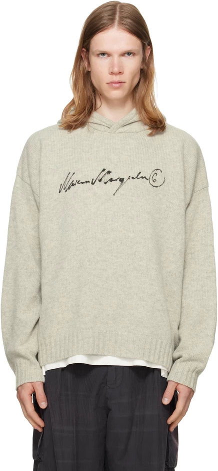 Мужское худи MM6 Maison Margiela шерстяное, серый меланж