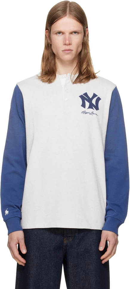 Мужской лонгслив Polo Ralph Lauren MLB Yankees, серо-синий